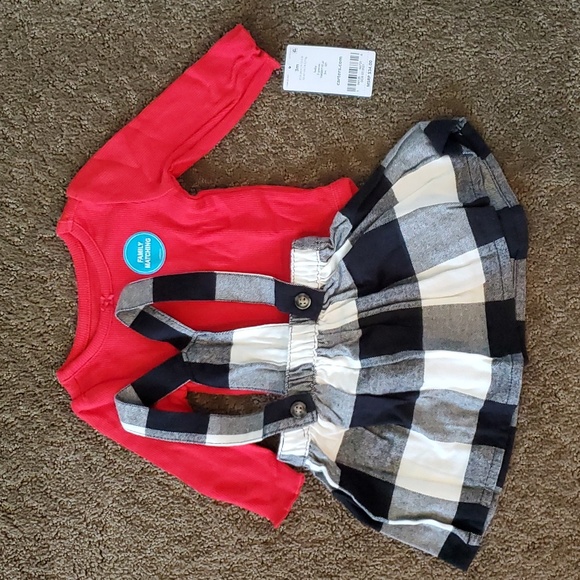 Baby Girls Carter's 2 pc Plaid Flannel Jumper & Bodysuit Outfit Size 3 12 mo NWT - Picture 4 of 6